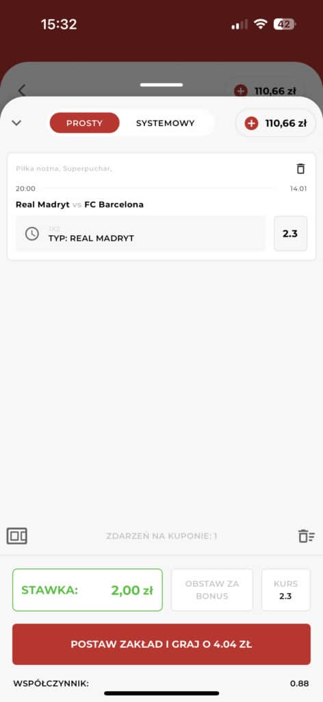 kupon w aplikacji fuksiarz na mecz real-barcelona