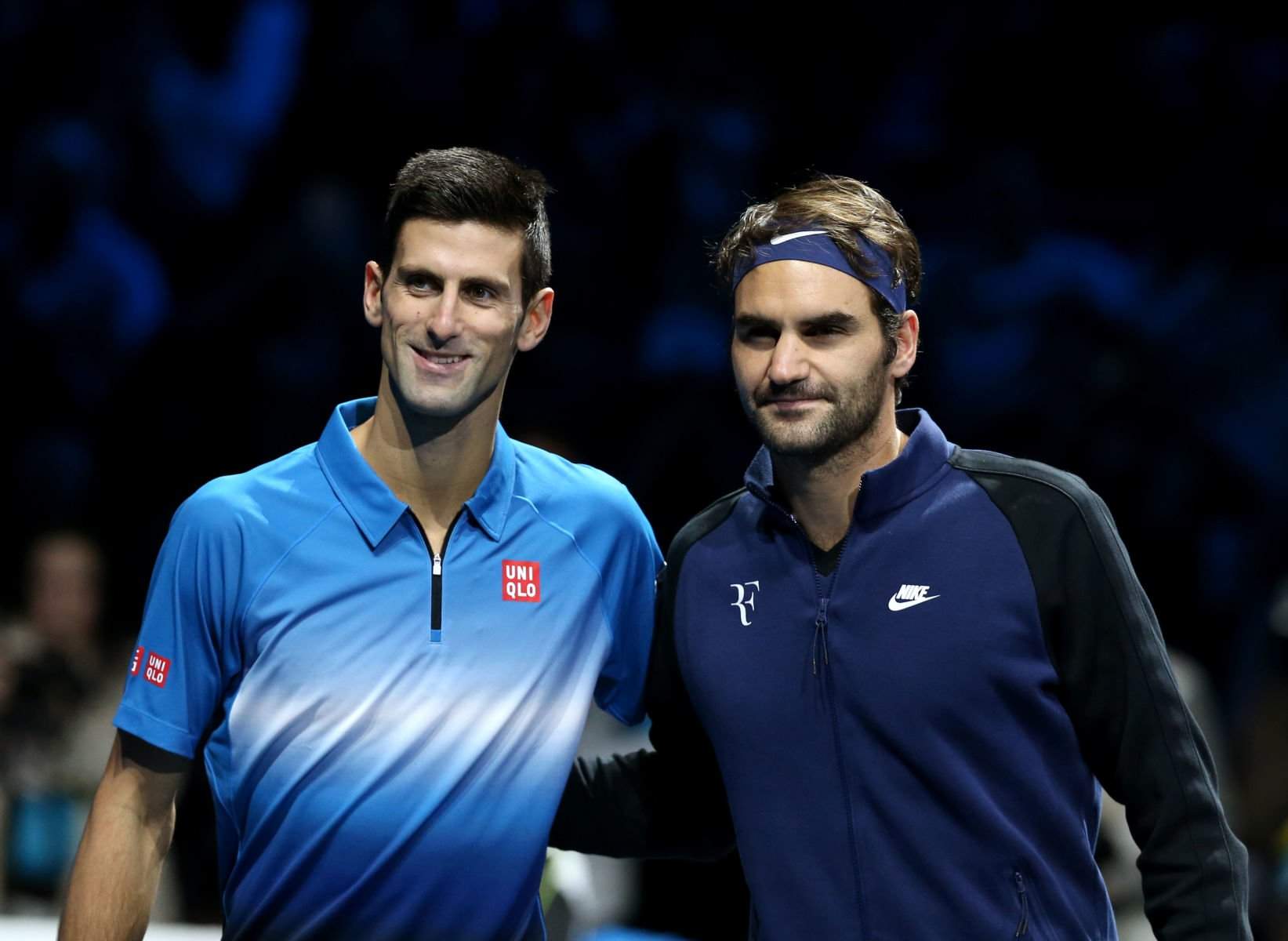 LONDON, NOV. 23, 2015 Novak Djokovic (L) of Serbia and Roger Federer of Switzerland pose ahead of the men's single's final at the ATP World Tour Finals at the O2 Arena in London, Britain, Nov. 22, 2015. Djokovic won 2-0. (Credit Image: © Han Yan/Xinhua via ZUMA Wire) FOT. ZUMA/NEWSPIX.PL POLAND ONLY! --- Newspix.pl *** Local Caption *** www.newspix.pl mail us: info@newspix.pl call us: 0048 022 23 22 222 --- Polish Picture Agency by Ringier Axel Springer Poland