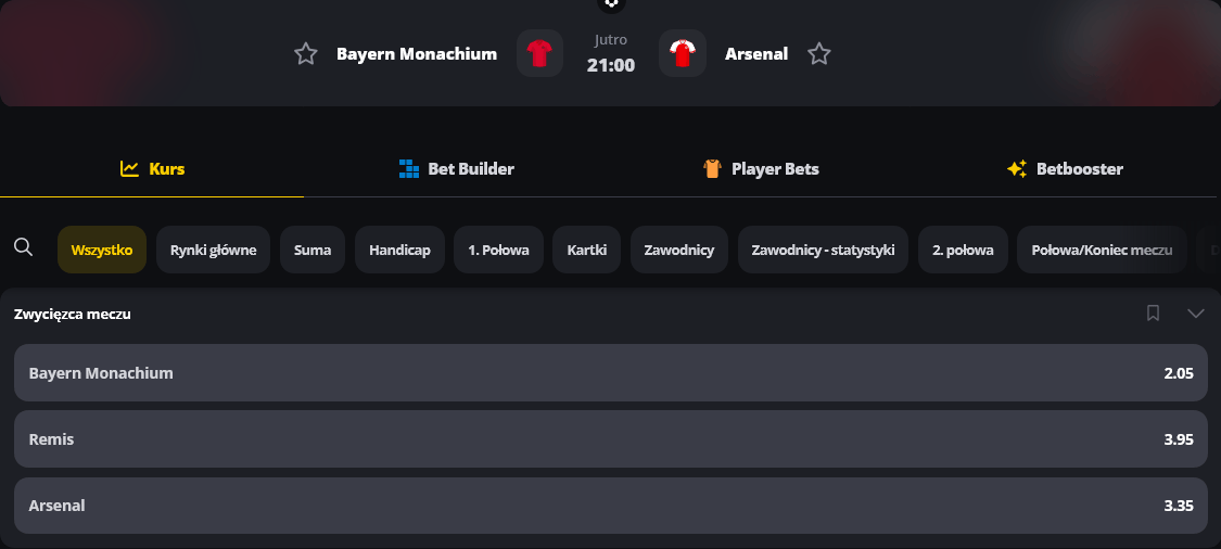 Bayern Monachium - Arsenal kursy
