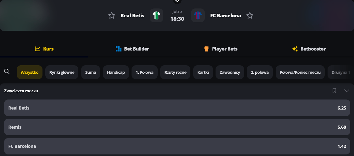Real Betis - FC Barcelona kursy