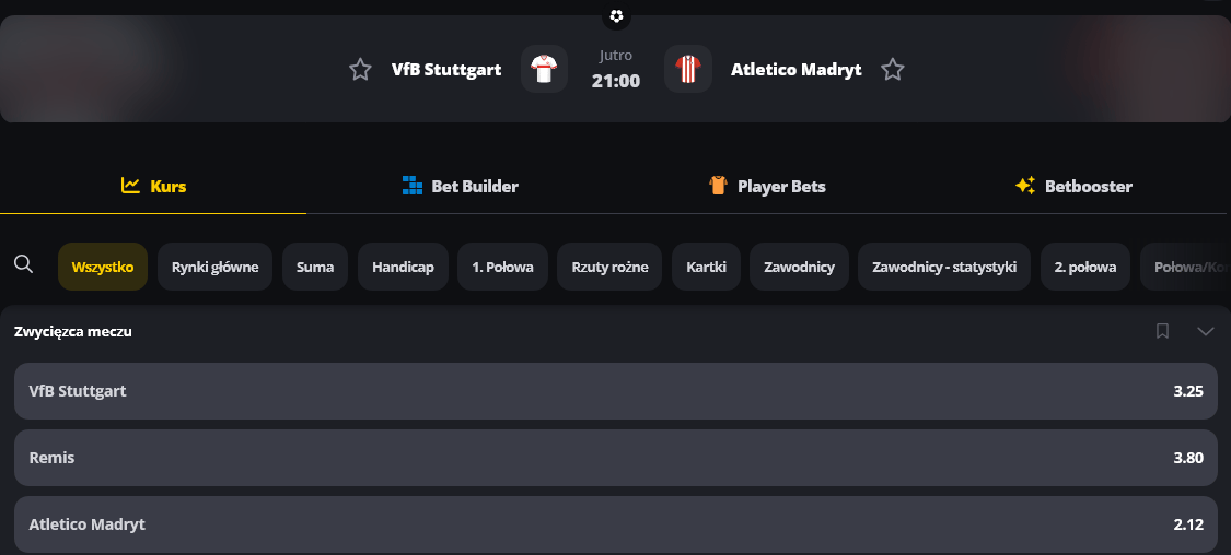 VFB Stuttgart - Atletico Madryt typy