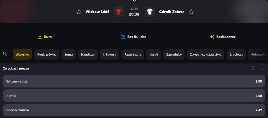 Widzew Łódź - Górnik Zabrze kursy