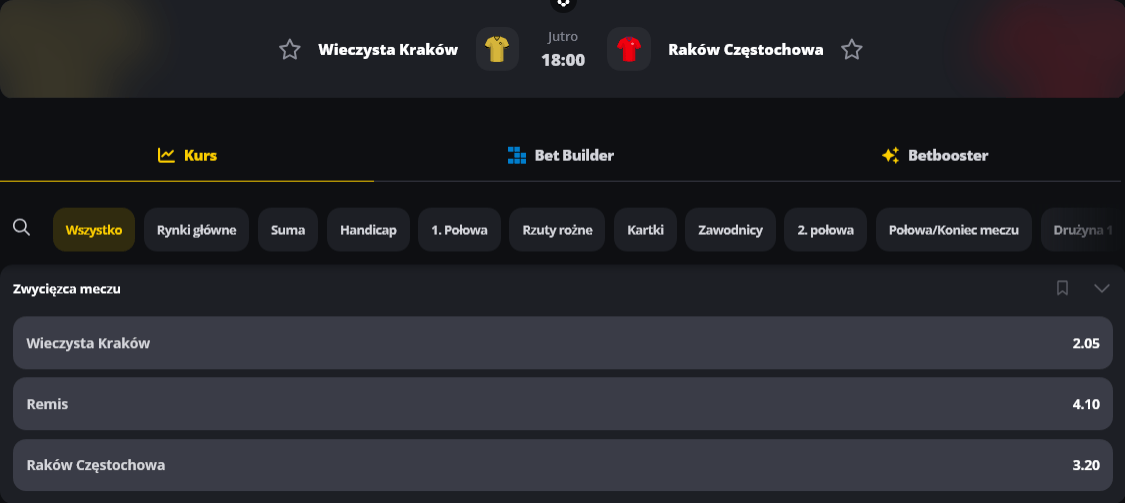 Wieczysta Kraków - Raków Częstochowa kursy