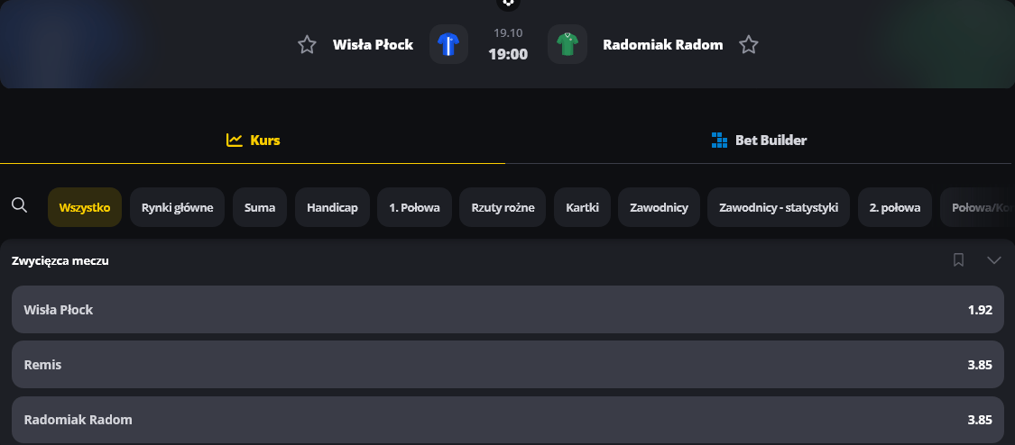 Wisła Płock - Radomiak Radom kursy