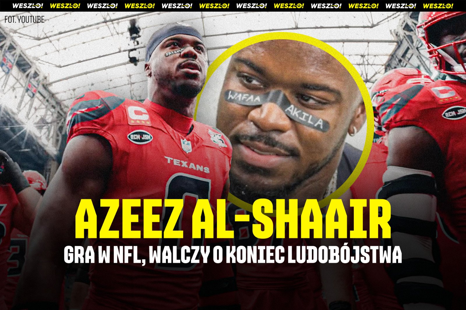 Gwiazda NFL walczy o słuszną sprawę. Nosi na twarzy imiona palestyńskich dzieci