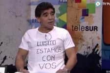 Boski Diego solidarny z urugwajskim gryzoniem
